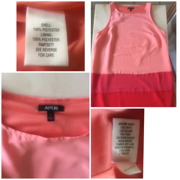 APT.9 SLEEVELESS CORAL PINK SHEATH ADOBE KNEE SZ M - Picture 2 of 8